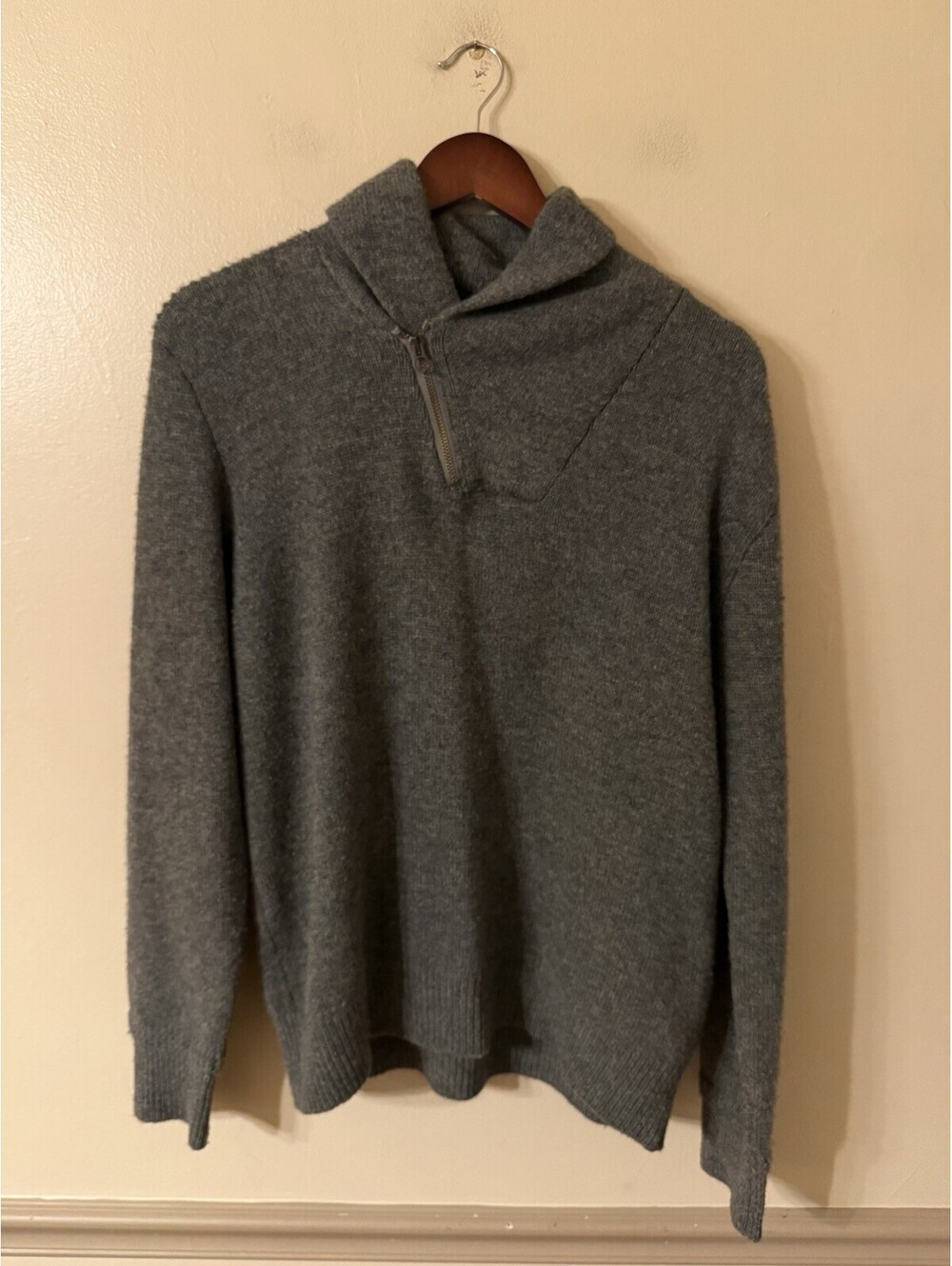Polo Ralph Lauren Zip Shawl Pullover Sweater Lambswool Mens Large Italian Yarn